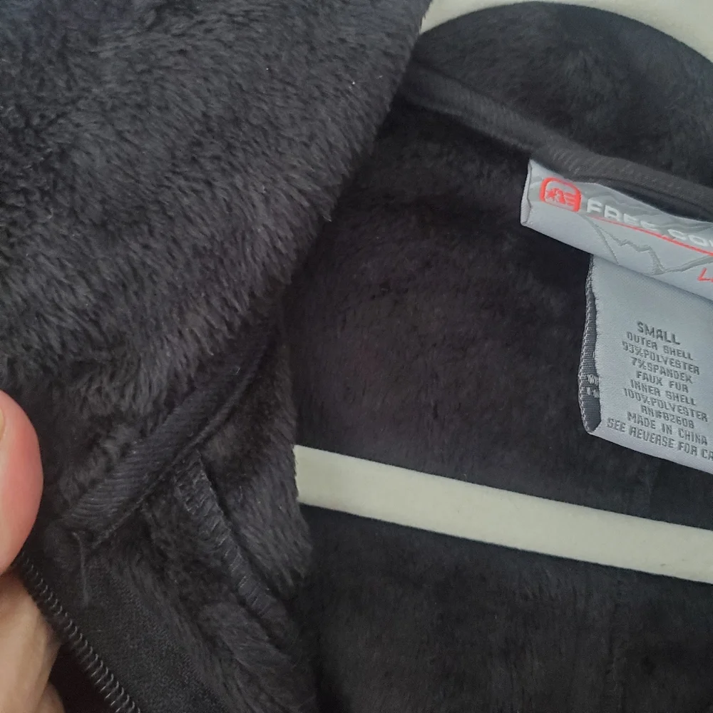 Free Country Woman's Black Plaid Hooded Trench Coat With Faux Fur Lining Sz S - Picture 14 of 16